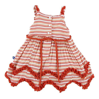 Print Bamboo Ruffle Dress Romper Girl Fresh Water Stripe Baby & Toddler Dresses