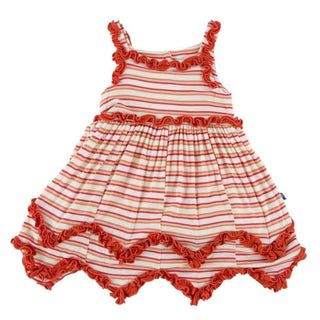 Print Bamboo Ruffle Dress Romper Girl Fresh Water Stripe Baby & Toddler Dresses