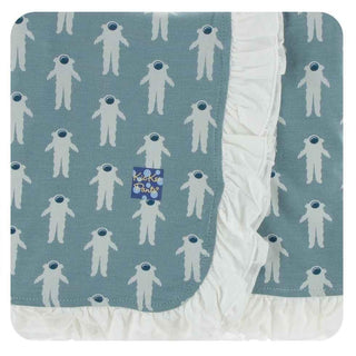 Print Bamboo Ruffle Stroller Blanket - Dusty Sky Astronaut, One Size Swaddling & Receiving Blankets