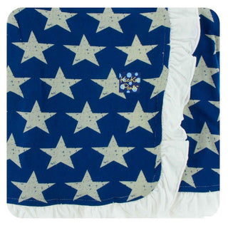 Print Bamboo Ruffle Stroller Blanket Vintage Stars, One Size Swaddling & Receiving Blankets