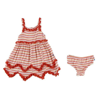 Print Bamboo Ruffle Tank Dress with Bloomer - Girl Fresh Water Stripe Baby & Toddler Dresses