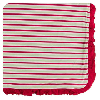 Print Bamboo Ruffle Toddler Blanket - Candy Cane Stripe, One Size Swaddling & Receiving Blankets