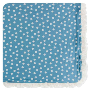 Print Bamboo Ruffle Toddler Blanket - Blue Moon Snowballs, One Size Swaddling & Receiving Blankets