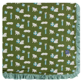 Print Bamboo Ruffle Toddler Blanket - Moss Puppies and Presents, One SizeKicKee PantsSize: One Size