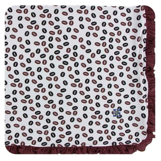 Print Bamboo Ruffle Toddler Blanket - Natural Coffee Beans, One Size Swaddling & Receiving Blankets