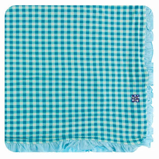 Print Bamboo Ruffle Toddler Blanket - Pistachio Gingham, One Size KicKee Pants Size: One Size