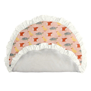 Print Bamboo Sherpa-Lined Ruffle Fluffle Playmat - Peach Blossom Class Pets - One Size Play Mats