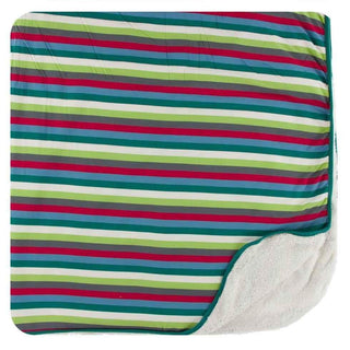 Print Bamboo Sherpa-Lined Throw Blanket - 2020 Multi Stripe, One Size Swaddling & Receiving Blankets