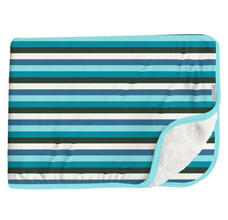 Print Bamboo Sherpa-Lined Throw Blanket, Ice Multi Stripe - One Size Swaddling & Receiving Blankets