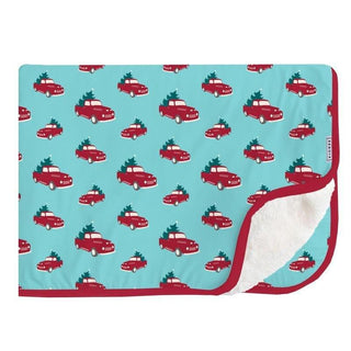 Print Bamboo Sherpa-Lined Throw Blanket, Iceberg Trucks and Trees - One Size (WCA22) Swaddling & Receiving Blankets