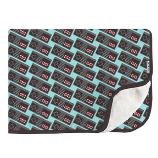 Print Bamboo Sherpa-Lined Throw Blanket - Summer Sky Retro Game Controller Swaddling & Receiving Blankets