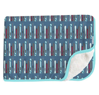 Print Bamboo Sherpa-Lined Throw Blanket, Twilight Skis - One Size Swaddling & Receiving Blankets