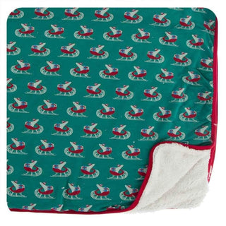 Print Bamboo Sherpa-Lined Toddler Blanket - Ivy Sled, One Size Swaddling & Receiving Blankets