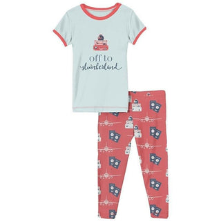 Print Bamboo Short Sleeve Graphic Tee Pajama Set - English Rose Travel Guide Baby & Toddler Sleepwear