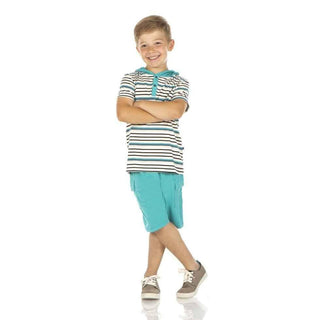 Print Bamboo Short Sleeve Hoodie Tee - Neptune Stripe Baby & Toddler Outerwear