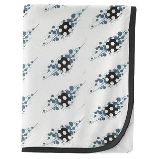 Print Bamboo Swaddling Blanket - Natural Soccer Splash, One Size Swaddling Blankets