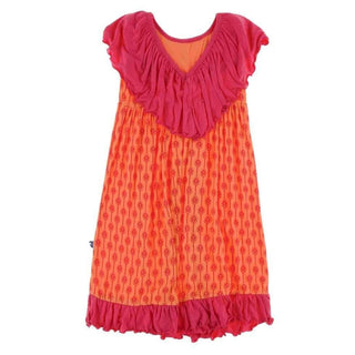 Print Bamboo Villa Dress - Nectarine Leaf Lattice Baby & Toddler Dresses