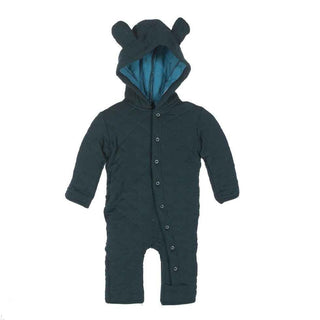 Solid Bamboo Quilted Hoodie Coverall with Ears, Pine with Bay Baby & Toddler Sleepwear