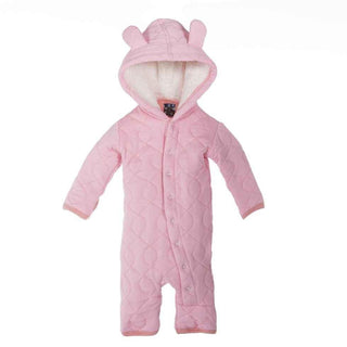 Solid Bamboo Quilted Hoodie Coverall with Sherpa-Lined Hood, Lotus with Blush Baby & Toddler Sleepwear