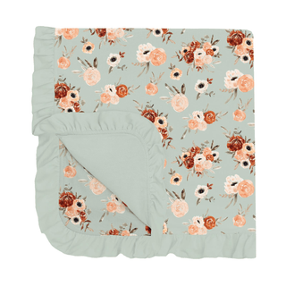 Bamboo Ruffle Stroller Blanket - Aloe Fall Floral Swaddling & Receiving Blankets KicKee Pants Size: One Size