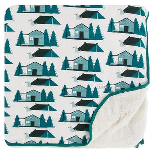 Bamboo Sherpa-Lined Throw Blanket - Natural Cabins and Tents Swaddling & Receiving Blankets