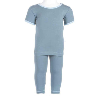 Solid Bamboo Short Sleeve Pajama Set, Dusty Sky with Pond Baby & Toddler Sleepwear