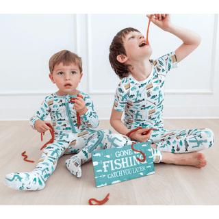 Bamboo Short Sleeve Pajama Set - Fresh Air Fishing Baby & Toddler Sleepwear KicKee Pants Size: 2T