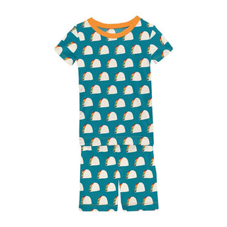 Kickee Pants Short Sleeve Pajama Set with Shorts - Seagrass Tacos