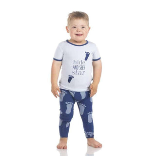 Print Bamboo Short Sleeve Pajama Set - Flag Blue Bigfoot Baby & Toddler Sleepwear