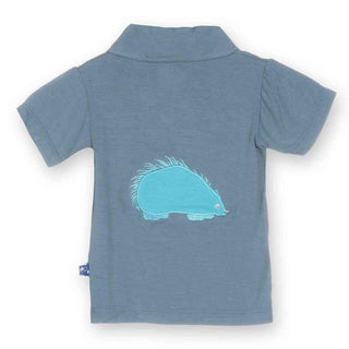 Bamboo Short Sleeve Polo Shirt, Dusty Sky Porcupine Baby & Toddler Tops