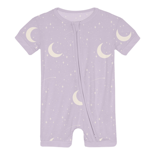 Kickee Pants Shorty Sleeper with Zipper - Thistle Starry Sky & Moon | Baby Riddle