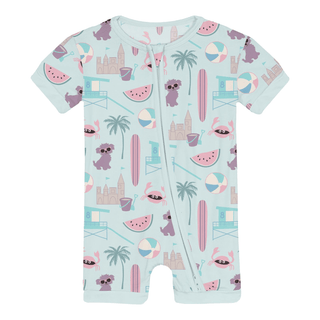 Bamboo Shorty Sleeper with Zipper - Fresh Air Beach DayKicKee PantsSize: 0-3 Months