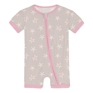 Bamboo Shorty Sleeper with Zipper - Latte StarfishKicKee PantsSize: 0-3 Months
