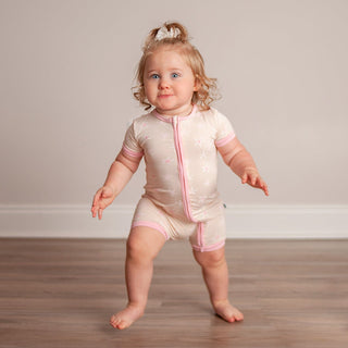 Bamboo Shorty Sleeper with Zipper - Latte StarfishKicKee PantsSize: 0-3 Months