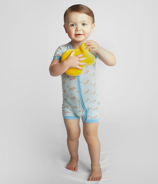Bamboo Shorty Sleeper with Zipper - Fresh Air Little FishyKicKee PantsSize: 0-3 Months