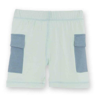 Solid Cargo Shorts, Aloe with Dusty Sky Baby & Toddler Bottoms