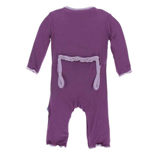 Solid Bamboo Classic Ruffle Coverall with Zipper - Amethyst with Sweet Pea Baby & Toddler Sleepwear