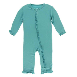 Solid Bamboo Classic Ruffle Coverall with Zipper - Neptune Baby & Toddler Sleepwear