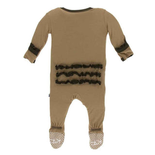Solid Bamboo Classic Ruffle Footie with Zipper - Tannin with Bark Baby & Toddler Sleepwear