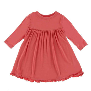 Solid Bamboo Classic Long Sleeve Swing Dress, English Rose KicKee Pants Size: 18-24 Months