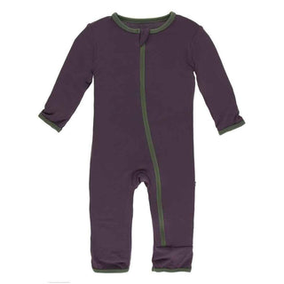 Solid Bamboo Coverall with Zipper - Fig with Succulent Baby & Toddler Sleepwear