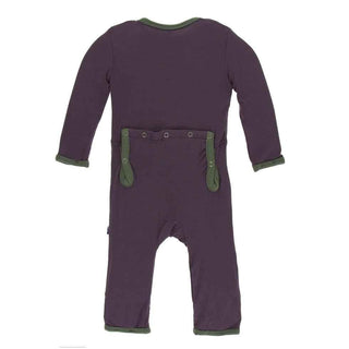 Solid Bamboo Coverall with Zipper - Fig with Succulent Baby & Toddler Sleepwear