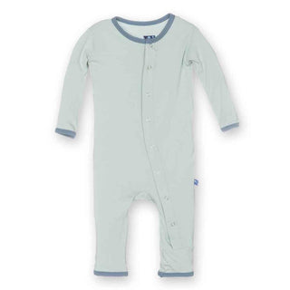 Solid Bamboo Fitted Coverall - Aloe with Dusty Sky Baby & Toddler Sleepwear