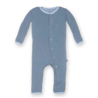 Solid Bamboo Fitted Coverall - Dusty Sky with Pond Baby & Toddler Sleepwear