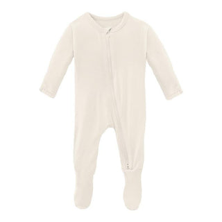 Solid Bamboo Footie with 2-Way Zipper - Natural Baby & Toddler Sleepwear