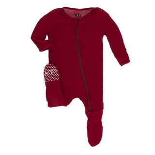 Solid Bamboo Footie with Zipper - Candy Apple Baby & Toddler Sleepwear
