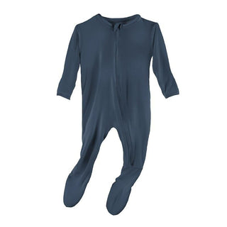 Solid Bamboo Footie with Zipper - Deep Sea (SP21) Baby & Toddler Sleepwear