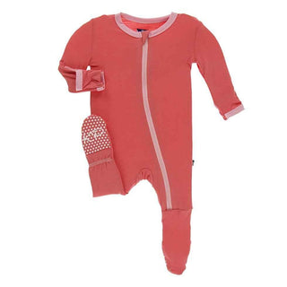 Solid Footie with Zipper - English Rose with Lotus Baby & Toddler Sleepwear