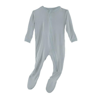 Solid Bamboo Footie with Zipper - Pearl Blue (SP21) Baby & Toddler Sleepwear