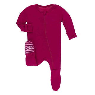 Solid Bamboo Footie with Zipper - Rhododendron Baby & Toddler Sleepwear
